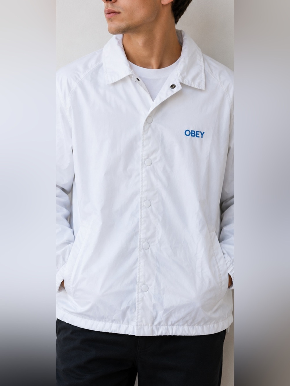 OBEY White Nylon Coach Jacket Size S